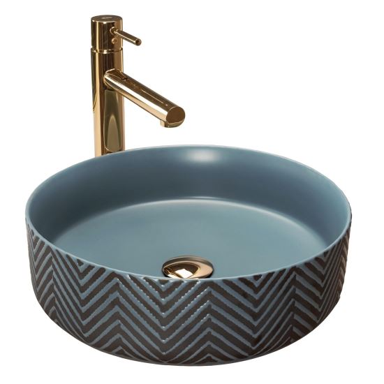 Lavoar pentru blat, ceramic Rea Ashley Blue, 400 x 400 x 125 mm mm, finisaj lucios, REA-U4663