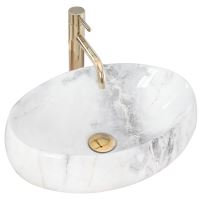 Lavoar pentru blat, ceramic Rea Linda culoare alb cu gri marmorat, finisaj lucios, 341 mm x 483 mm