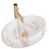 Lavoar pentru blat, ceramic Rea Linda Lava marmorat, 485 x 340 x 145 mm, finisaj mat, REA-U8568