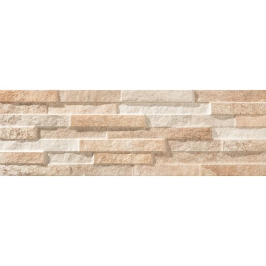 Faianta portelanata rectificata Brickstone Beige tip piatra, 16,3x51,7 cm, culoare bej
