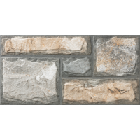 Faianta portelanata Adarve Gris tip piatra, 30x60 cm, culoare maro cu gri