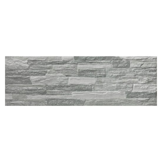 Faianta portelanata rectificata finisaj mat Mubi Gris tip piatra, 17x52 cm, culoare gri