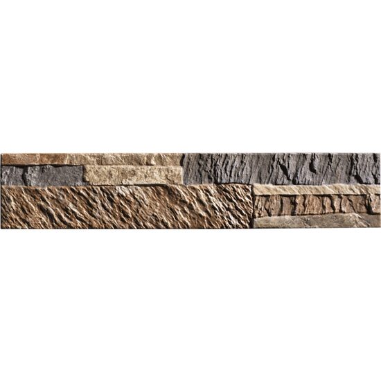 Faianta Olimpia tip piatra, 10x50 cm, culoare maro, finisaj mat