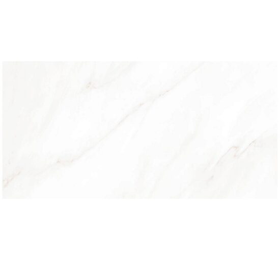 Gresie rectificata lucioasa Calacatta Blanco tip marmura, 60x120 cm, culoare alba