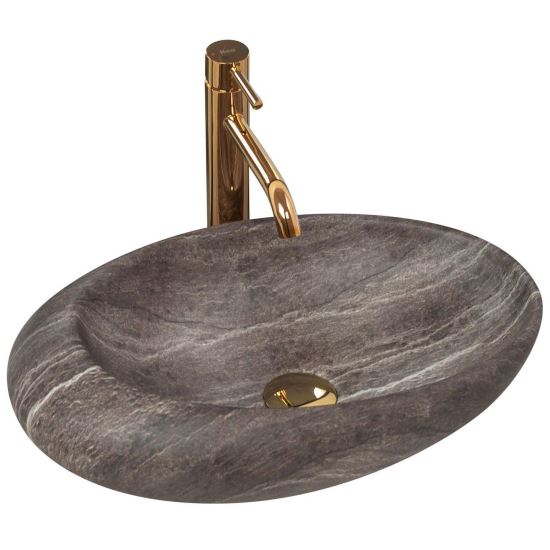 Lavoar pentru blat, ceramic Rea Roxy A Stone D.Grey culoare gri model piatra marmorat, finisaj mat, 490 mm x 310 mm