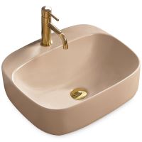 Lavoar pentru blat, ceramic Rea Luiza Bej, 500 x 425 x 155 mm, finisaj mat, REA-U9609