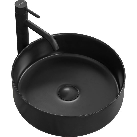 Lavoar pentru blat, ceramic Rea Sami BLACK mat culoare negru, finisaj mat, 360 mm x 360 mm