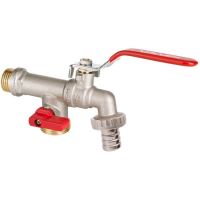 Robinet sferic 1/2"-3/4"-3/4"dublu serviciu nichelat, cu manetă de aluminu OLIGO