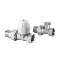 Set robineti 1/2 drept pentru radiator, nichelat ACTIV