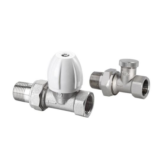 Set robineti 1/2 drept pentru radiator, nichelat ACTIV