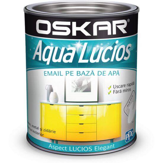 Email lucios pe bază de apă OSKAR Aqua, alb pur 2,5 L