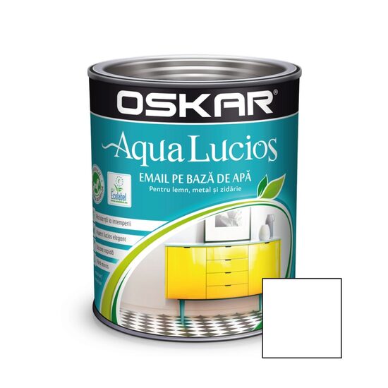 Email lucios pe bază de apă OSKAR Aqua, alb pur 0,6 L