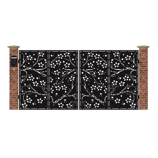 Poarta acces auto mare din tabla debitata cu plasma JACARANDA 3884x1940 mm