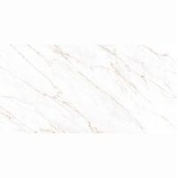Gresie portelanata rectificata Mellow Gold tip marmura, 60x120 cm, culoare alb cu maro , finisaj lucios
