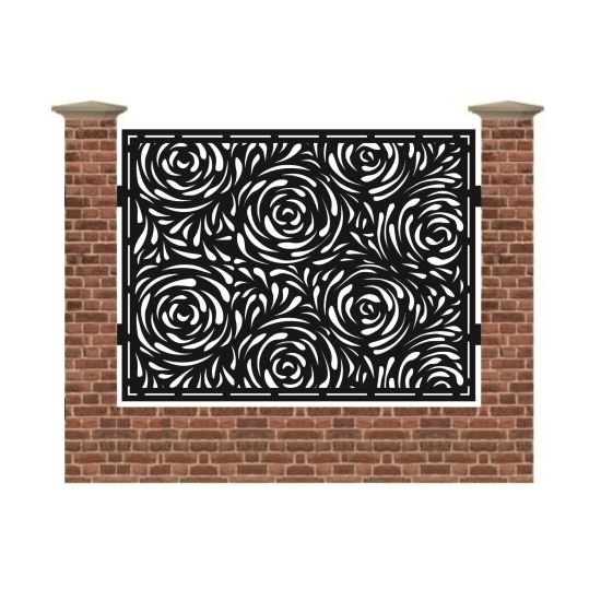 Panou de gard mare din tabla debitata cu plasma MAX ROSES 1500x1940 mm