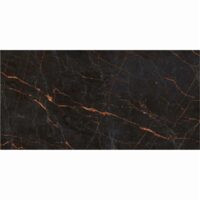 Gresie portelanata rectificata Fuego tip marmura, 60x120 cm, culoare neagra, finisaj lucios