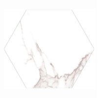 Gresie hexagonala Dortmund model marmorat, 22,5x25,9 cm, culoare alba