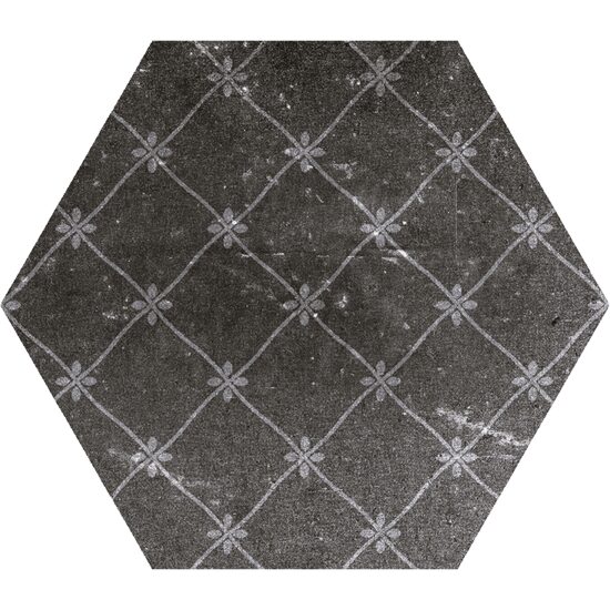 Gresie hexagonala Wembley model ciment, 22,5x25,9 cm, culoare antracit