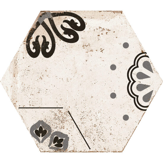 Gresie hexagonala Nora, model ciment, 22,5x25,9 cm, culoare mix