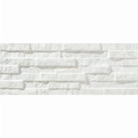 Faianta portelanata rectificata Brickstone tip piatra, 16,3x51,7 cm, culoare alba