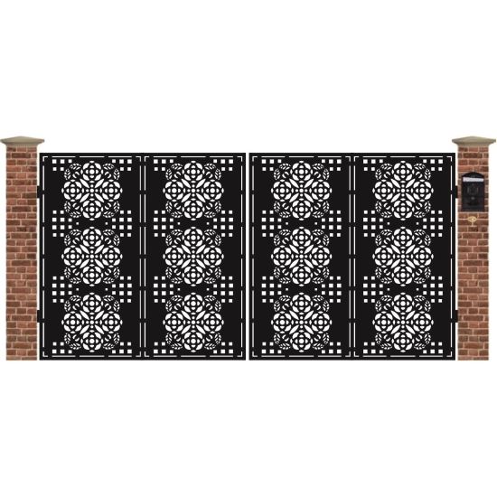 Poarta acces auto mare din tabla debitata cu plasma BOUQUET 3884x1940 mm