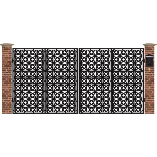 Poarta acces auto mare din tabla debitata cu plasma SHIELD 3884x1940 mm