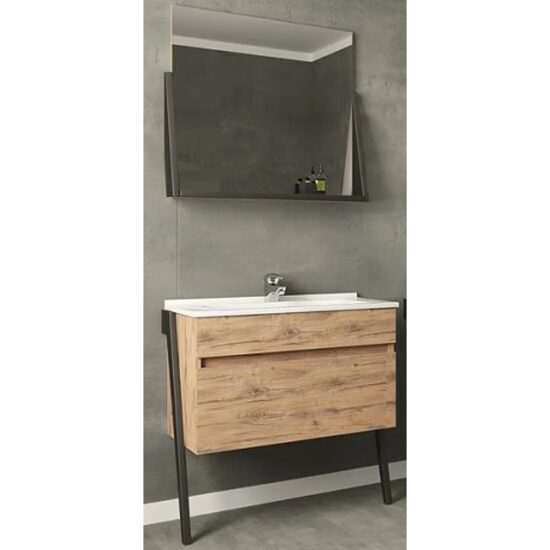 Set mobilier baie 85cm Karkalec cu Lavoar si Oglinda