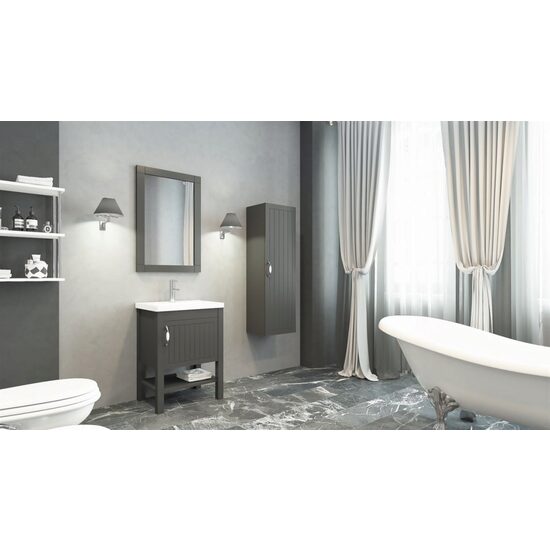 Set mobilier baie 65cm Helen Anthracite cu Lavoar si Oglinda