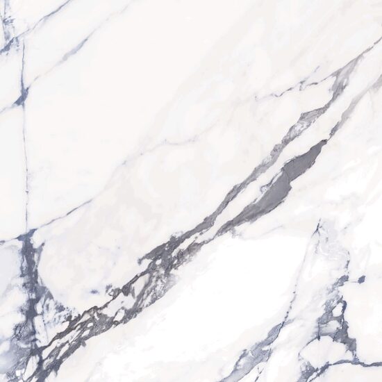 Gresie portelanata finisaj lucios Ohio Blue tip Marmura, 60,8x60,8 cm, culoare alb cu albastru
