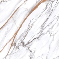 Gresie portelanata finisaj lucios Ohio Gold tip Marmura, 60,8x60,8 cm, culoare alb cu maro