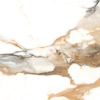 Gresie portelanata finisaj lucios Valeria Oro tip Marmura, 60,8x60,8 cm, culoare alb cu maro