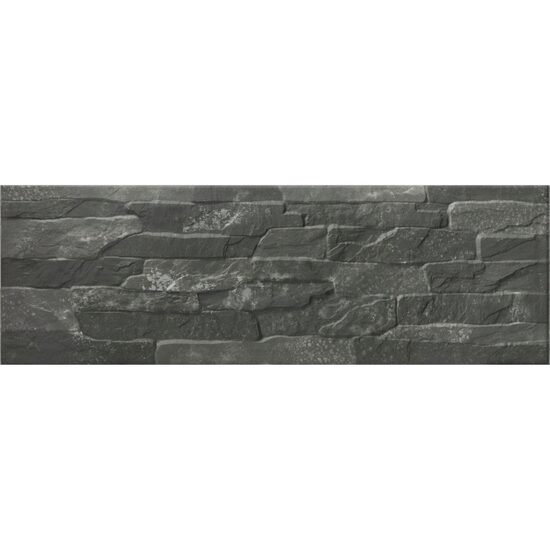 Faianta portelanata finisaj mat Kamale Negro tip Piatra, 17x52 cm, culoare negru