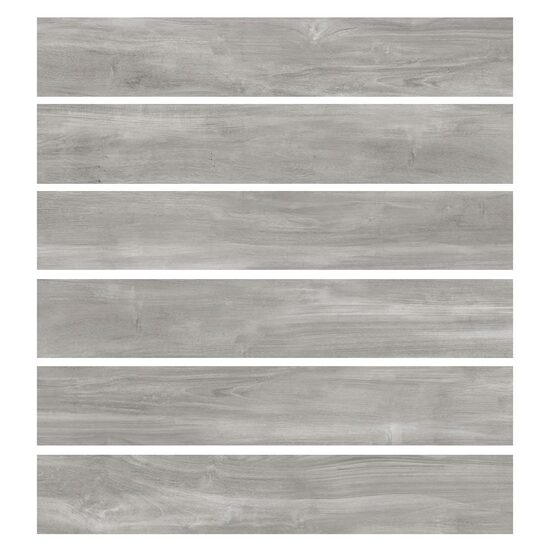 Gresie portelanata Nordicwood Grey, model lemn, tip parchet, finisaj mat, 15x90 cm, culoare gri