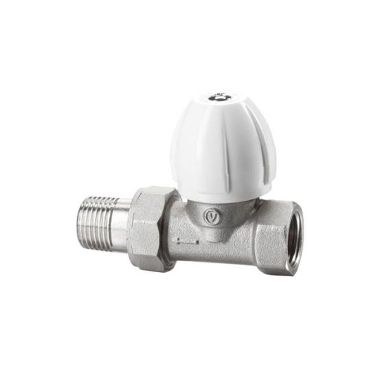 Robinet radiator 1/2 tur drept, nichelat alb ACTIV