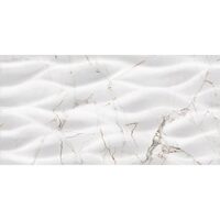Faianta rectificata Marquina Leaves White 4882 tip marmura, 30x60 cm, culoare alb