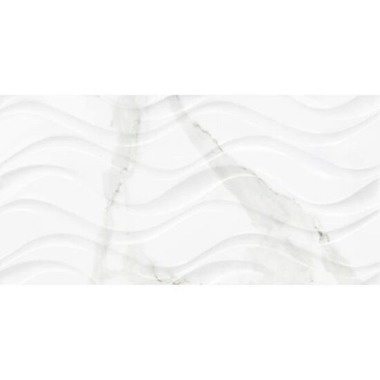 Faianta Delphi Waves White tip marmura, 25x50 cm, culoare alb